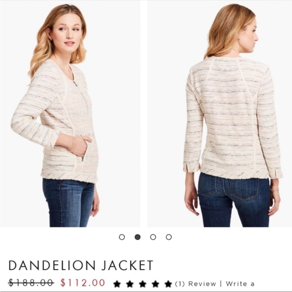 Nic+Zoe Jacket Dandelion Tweed Fringe Zip up Jacket Sz small